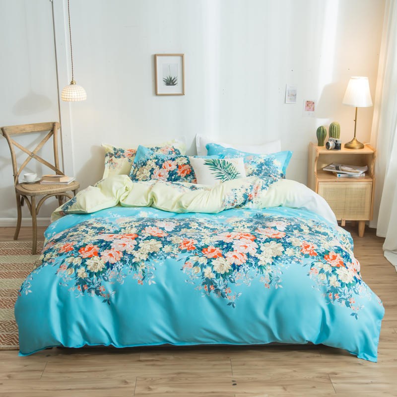 Cover Set Säng Bomull Quilt Sänglakan Sängkläder Täcke Monterad