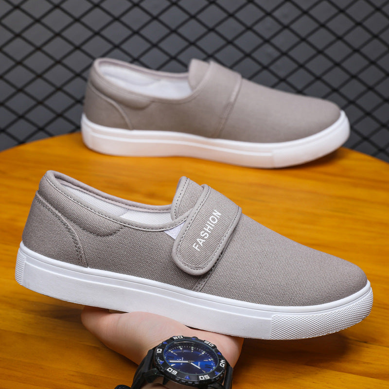 Chaussures plates en toile Baskets décontractées Velcro pour hommes