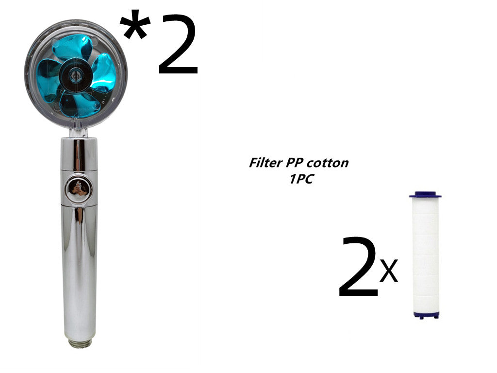 Pommeau de douche à hélice avec bouton d'arrêt et filtre en coton, buse de douche à main haute pression turbocompressée