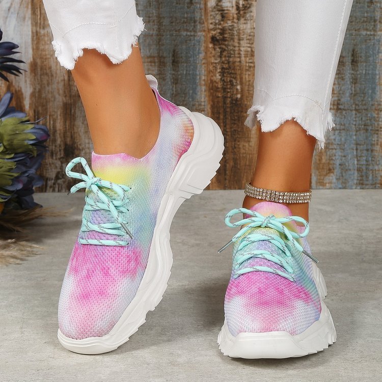 Women's Casual Flower Sports Shoes - Flat Bottom Plus Size 3-5cm