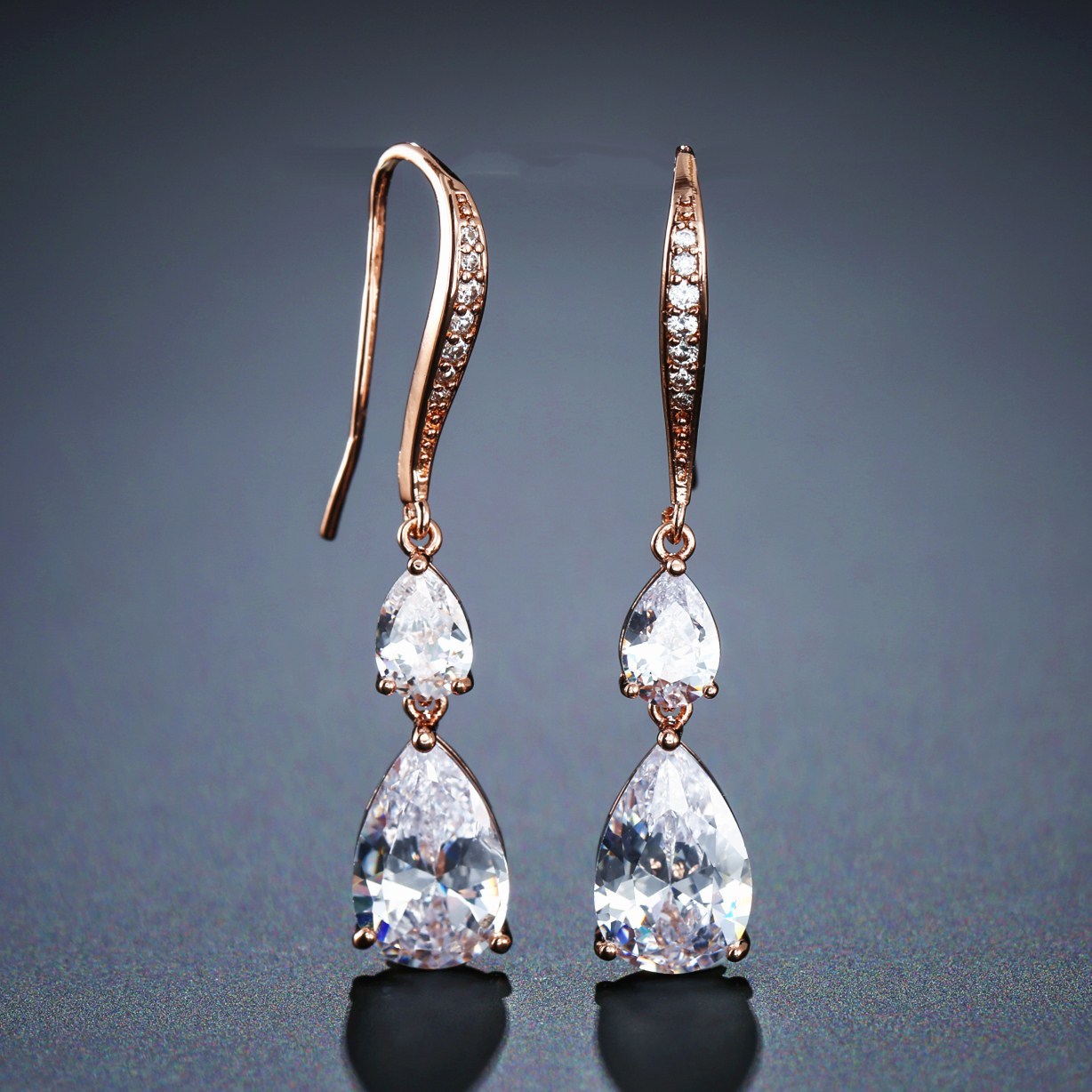 RAKOL Simple Long Exquisite Water Drop Zircon Female Simple Banquet All-match Earrings