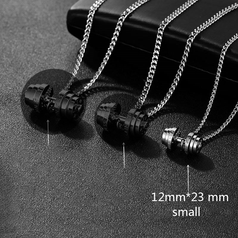 Stainless Steel Weights Gym Barbell Necklace Men