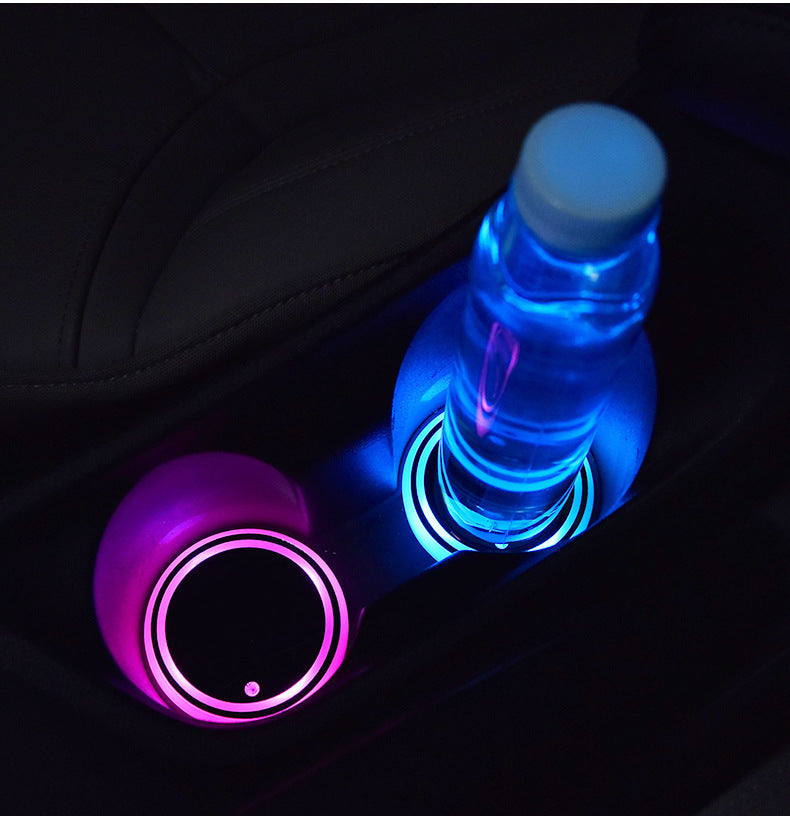 Porte-gobelet coloré, dessous de verre lumineux LED, chargeur solaire et USB, antidérapant, lumière ambiante pour voiture automatiquement