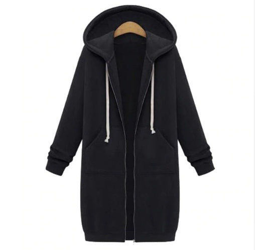 Sweat à capuche long hiver tröja kvinnors jacka et long tjock skjorta