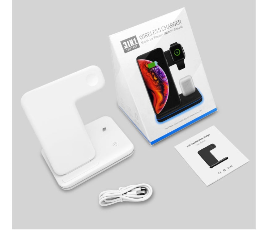 3-in-1 Wireless Charger Stand - Compatible with Phone, Watch & AirPods