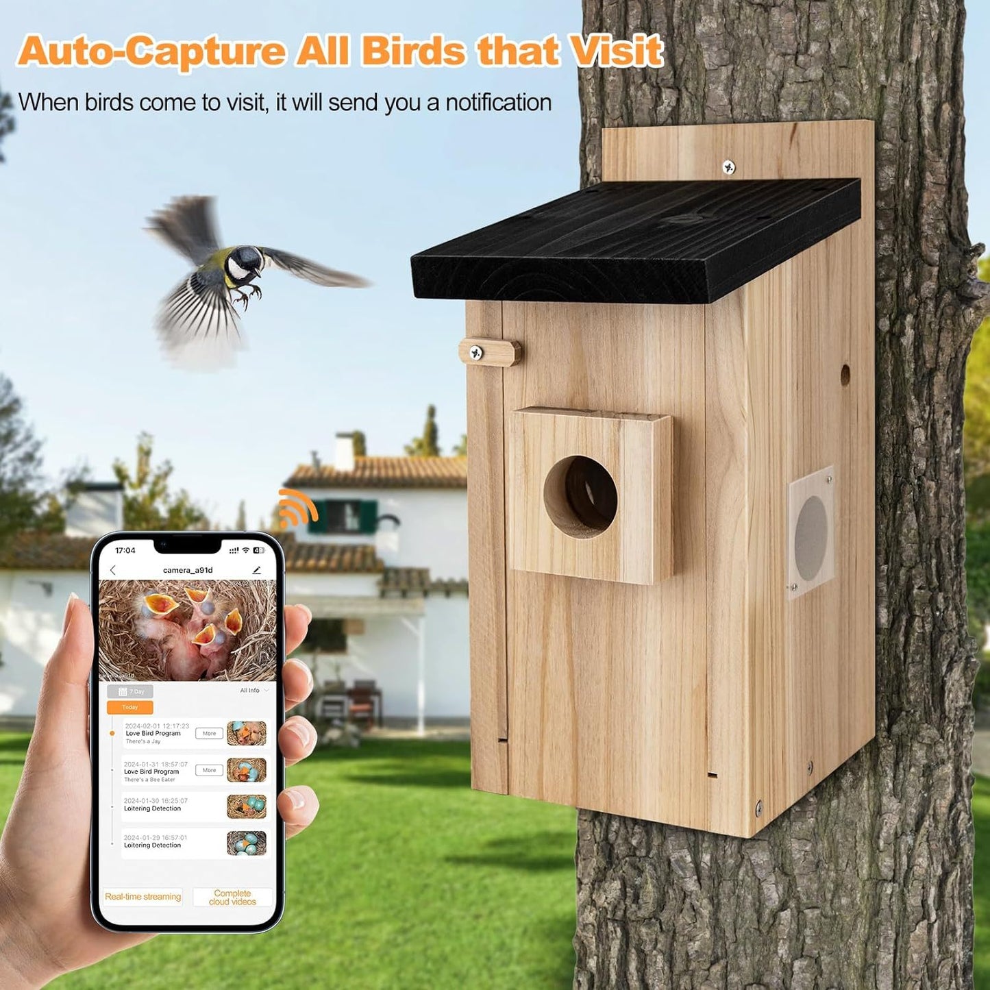Smart Bird House With Camera, 3MP Night Vision, Auto Capture, Motion Detection, DIY Gift 🐦📸