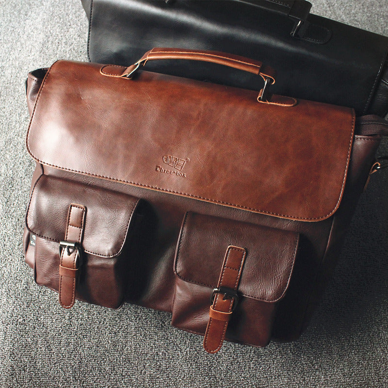 Briefcase Trendy Cool Casual Multi Pocket Multi Function One Shoulder Messenger Bag