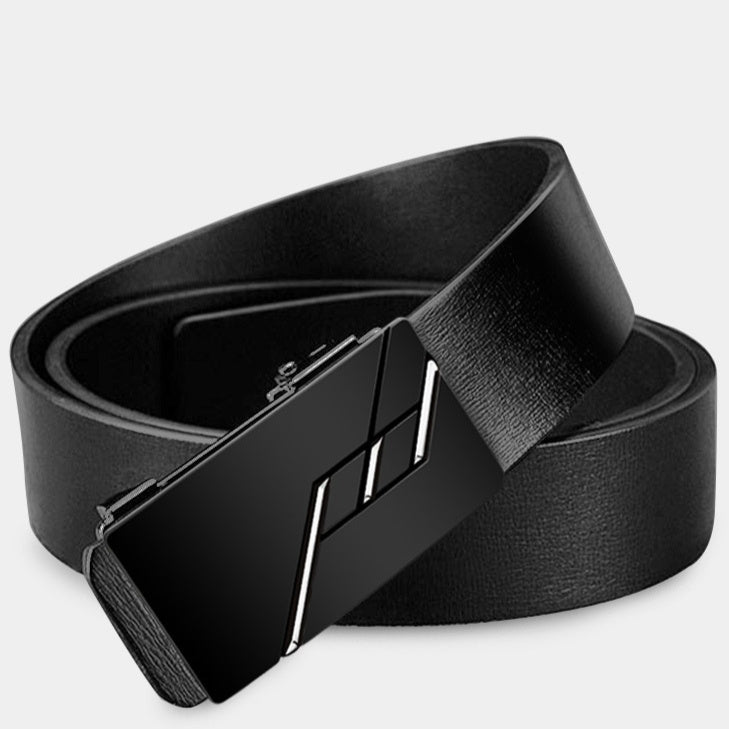 Men's Automatic Leather Buckle Cowhide Casual Business Belt - Versatile Professional