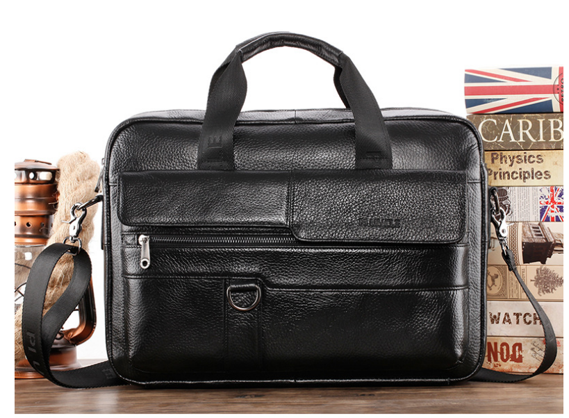 Läder portfölj för män Topplager Kohud Messenger Bag Stor kapacitet Enkel axelväska Business Multifunktion