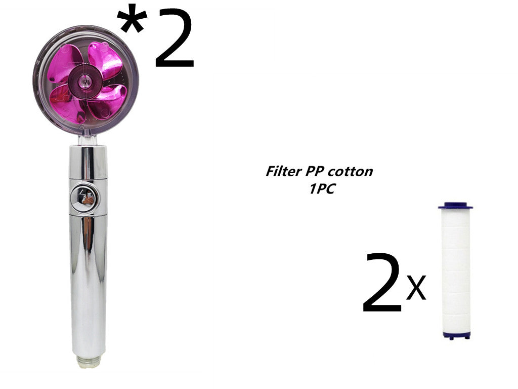 Pommeau de douche à hélice avec bouton d'arrêt et filtre en coton, buse de douche à main haute pression turbocompressée