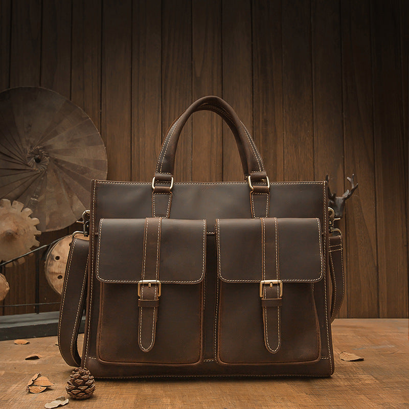 Porte-documents pour hommes en cuir vintage fait à la main