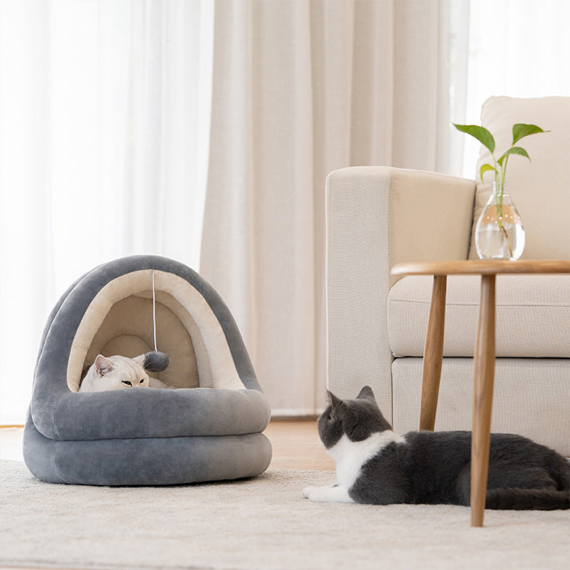 High-Quality Cat House Bed - Premium Pet Cave with Removable Mattress