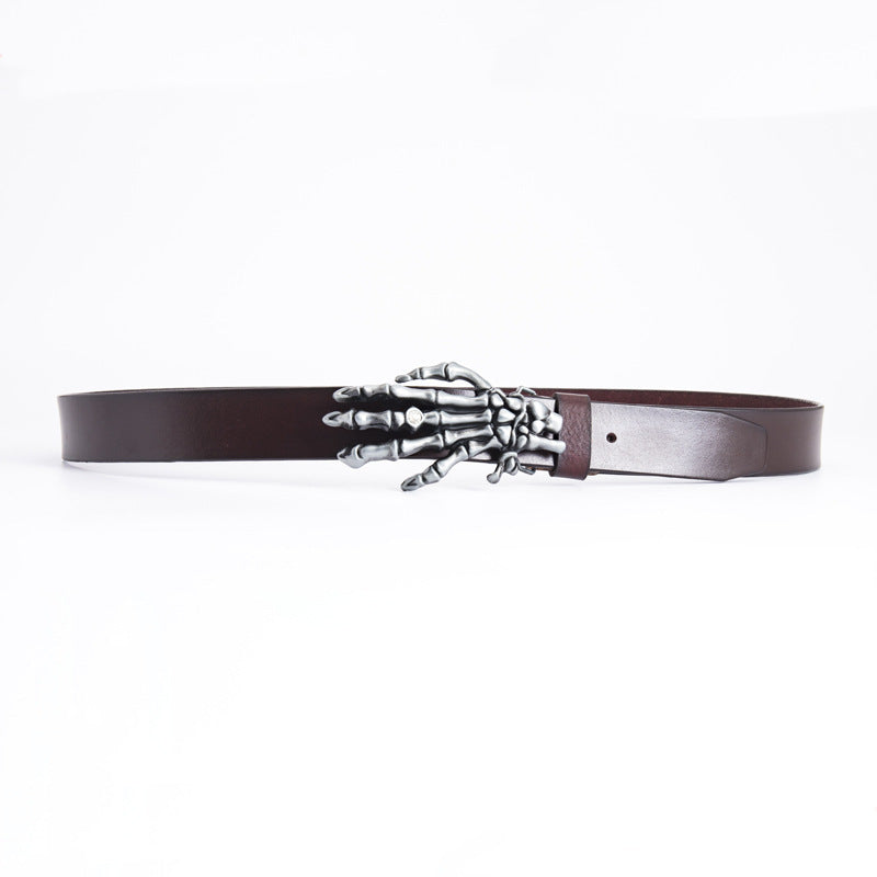 Men's Leather Belt Skull Big Head Claw Outdoor Rider - Rebellious Adventure