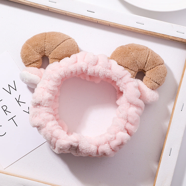 Soft Horns Hair Band Cute Female Face Makeup Cleansing Hair Accessories Plush Headband