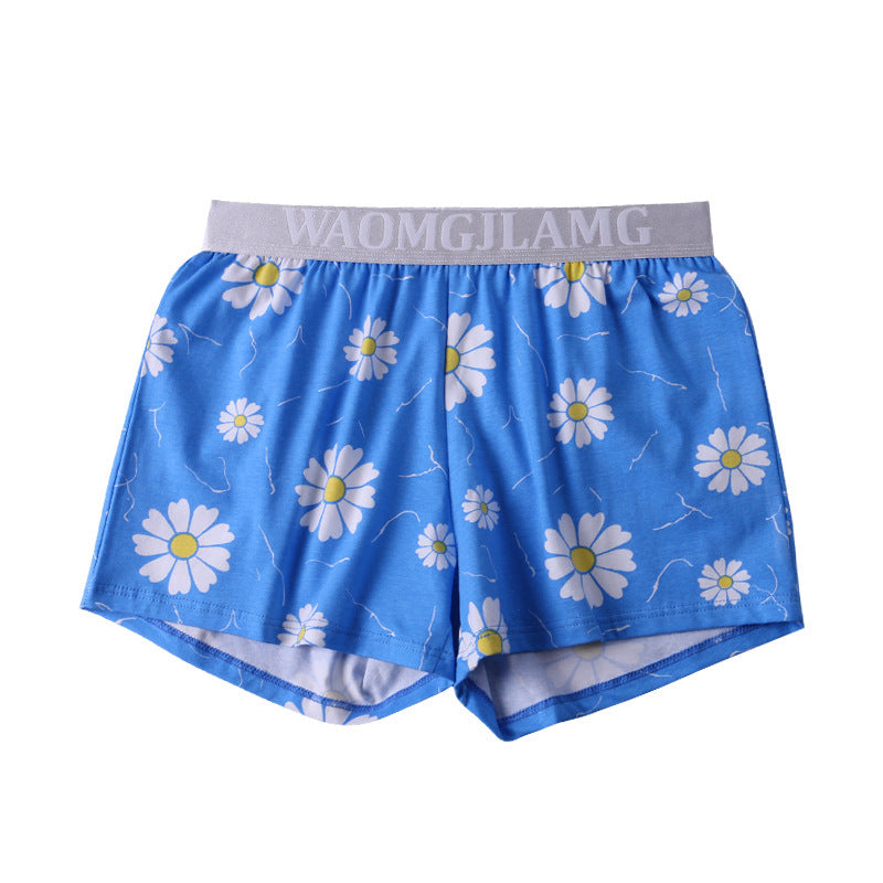 Herrshorts med bomullstryck, lösa och andningsbara boxershorts