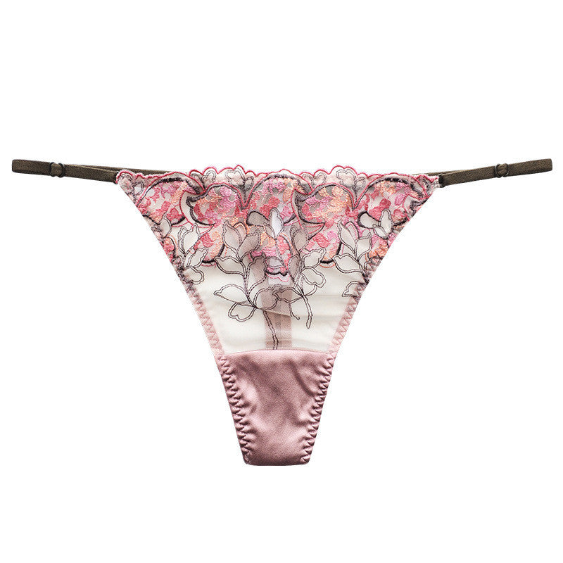 Luxurious Silk Low Waist Sheer Lace Panties - Breathable & Elegant