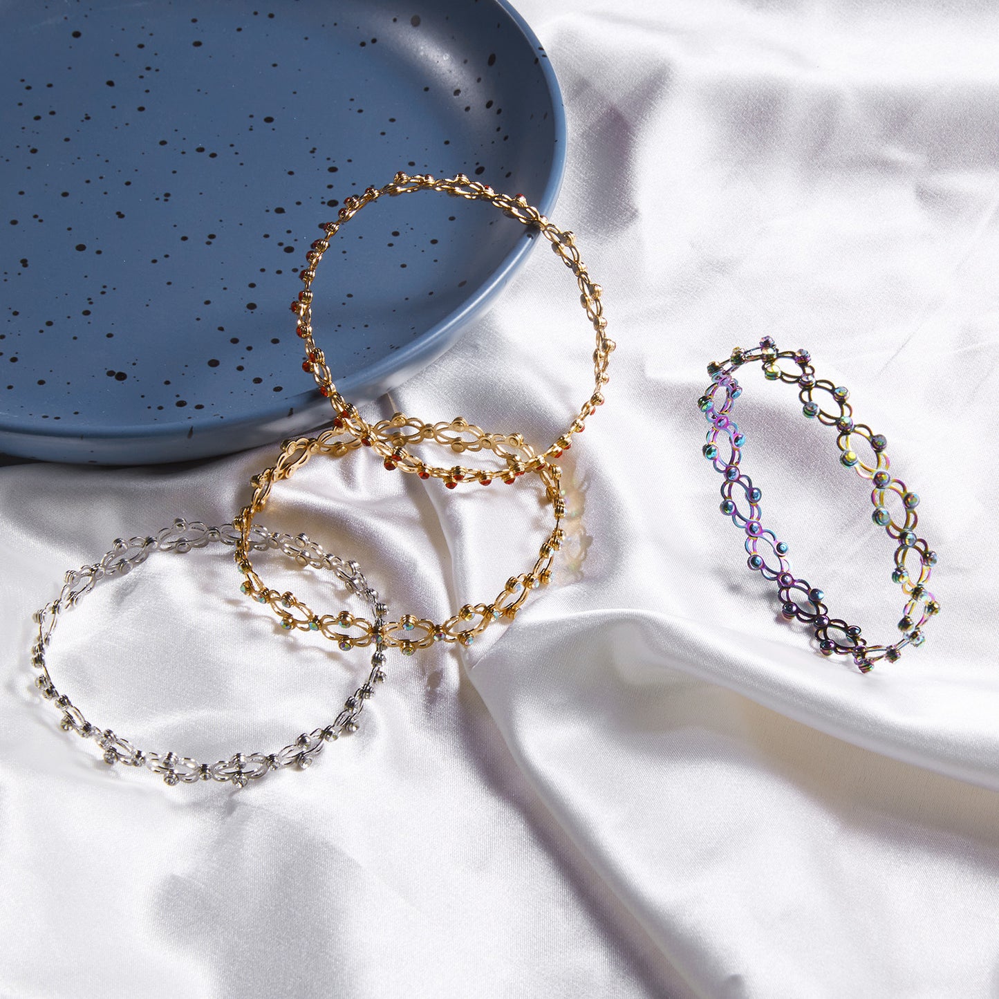 2 i 1 vikbara infällbara ringar armband magiska strass ringar deformerbara armband kvinnor i stil justerbara modesmycken