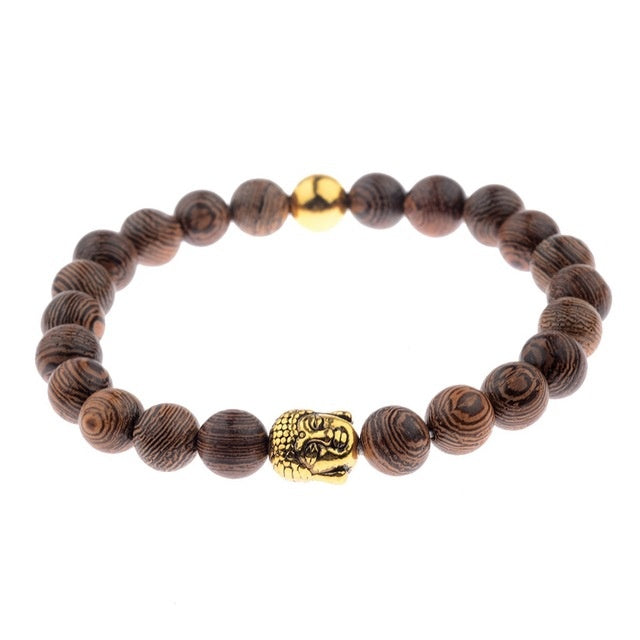 Heta Herrarmband med Naturliga Träpärlor och Kors Onyx Meditation 58 / 5000