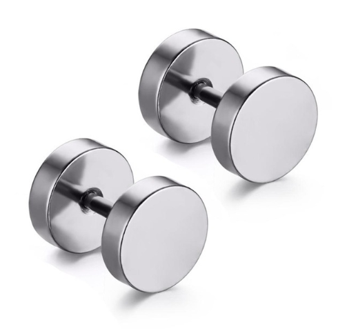 8MM örhängen i rostfritt stål Kvinnor Män Guld Silver Svart Skivstång Örhänge Piercing Örhänge Tunnel Punk Gothic Smycken