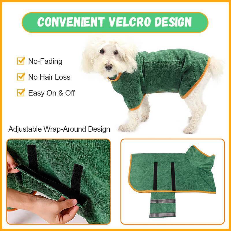Absorbent Pet Bathrobe - Microfiber Dog Drying Coat with Adjustable Straps