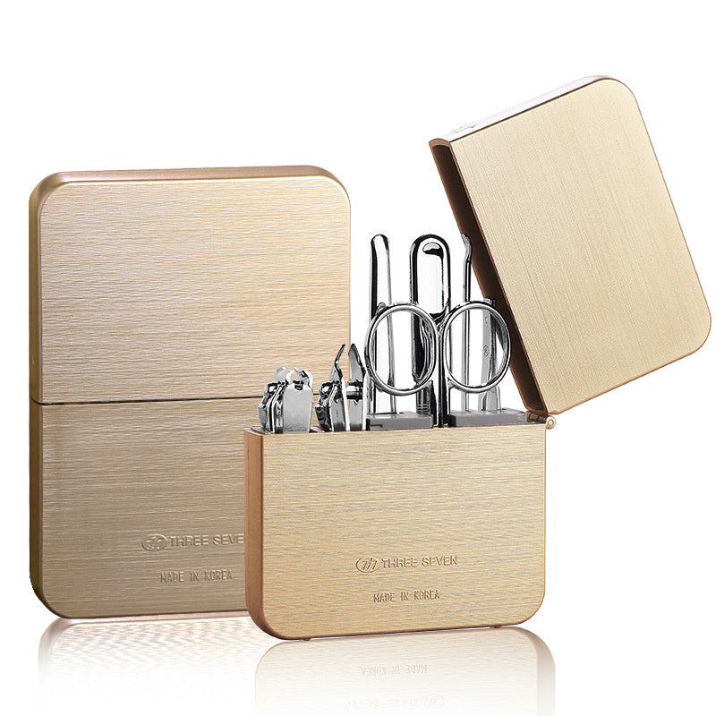 Professional Carbon Steel Nail Clippers Set - 7 Accessories Complete | Diagonal Flat Cut Tools