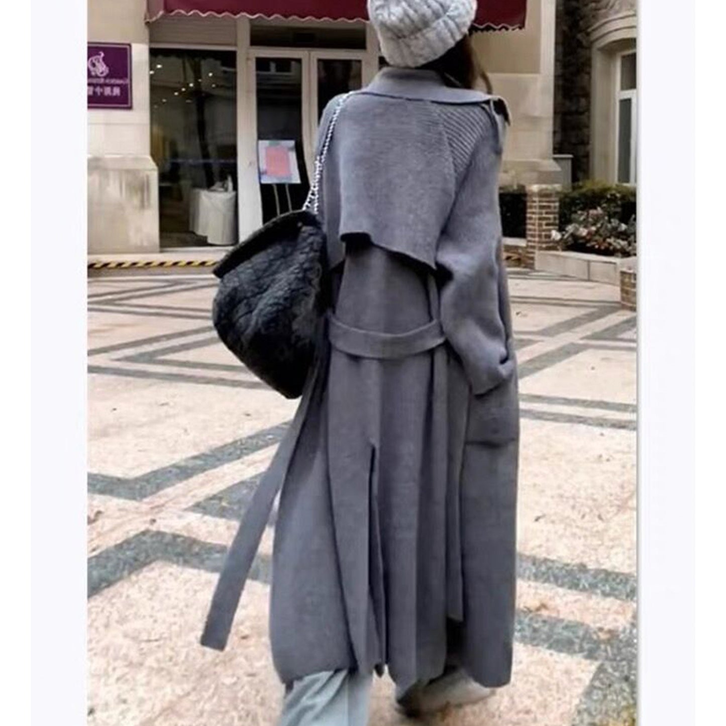 Veste pull coupe-vent longue et résistante haut de gamme avec un design ample et un cardigan tricoté de style paresseux pour les femmes en automne et en hiver