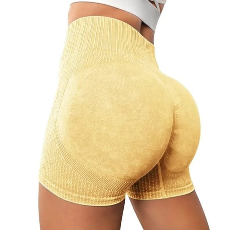 Höftlyftande träningsbyxor med hög midja Enfärgad Snabbtorkande Tight Löpning Sport Yoga Shorts Dam
