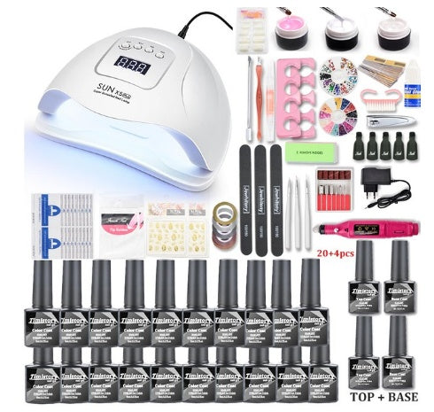 Santilady 80W Nail Phototherapy Set - Complete Gel Polish Kit | 20/10/6 Colors Base Top Coat