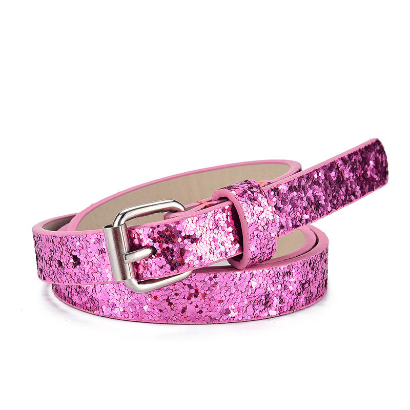 Ladies Kids Belts Heart Glitter Jeans Cropped