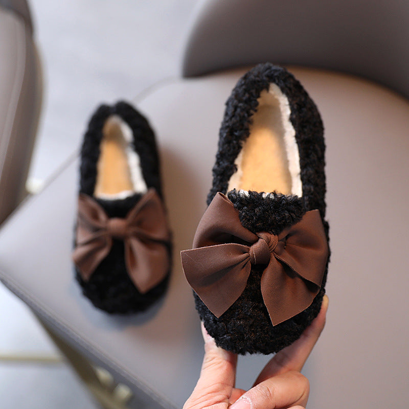 Chaussures isolées en coton rembourré pour enfants, chaussures en fourrure pour filles