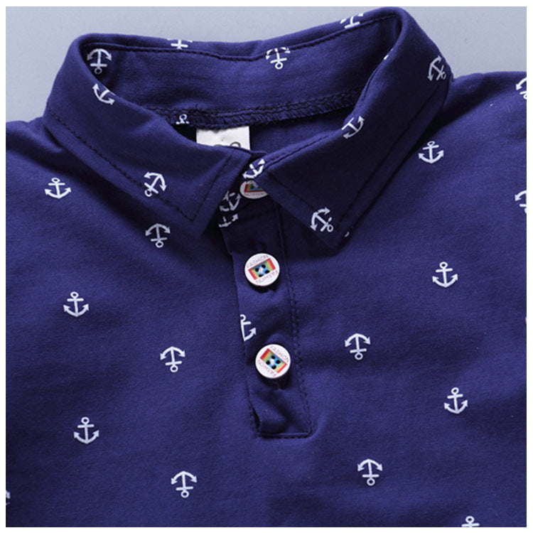 Anchor Printed Boy Boy Suit - Korean Short Sleeve Spring Summer Children's Wear