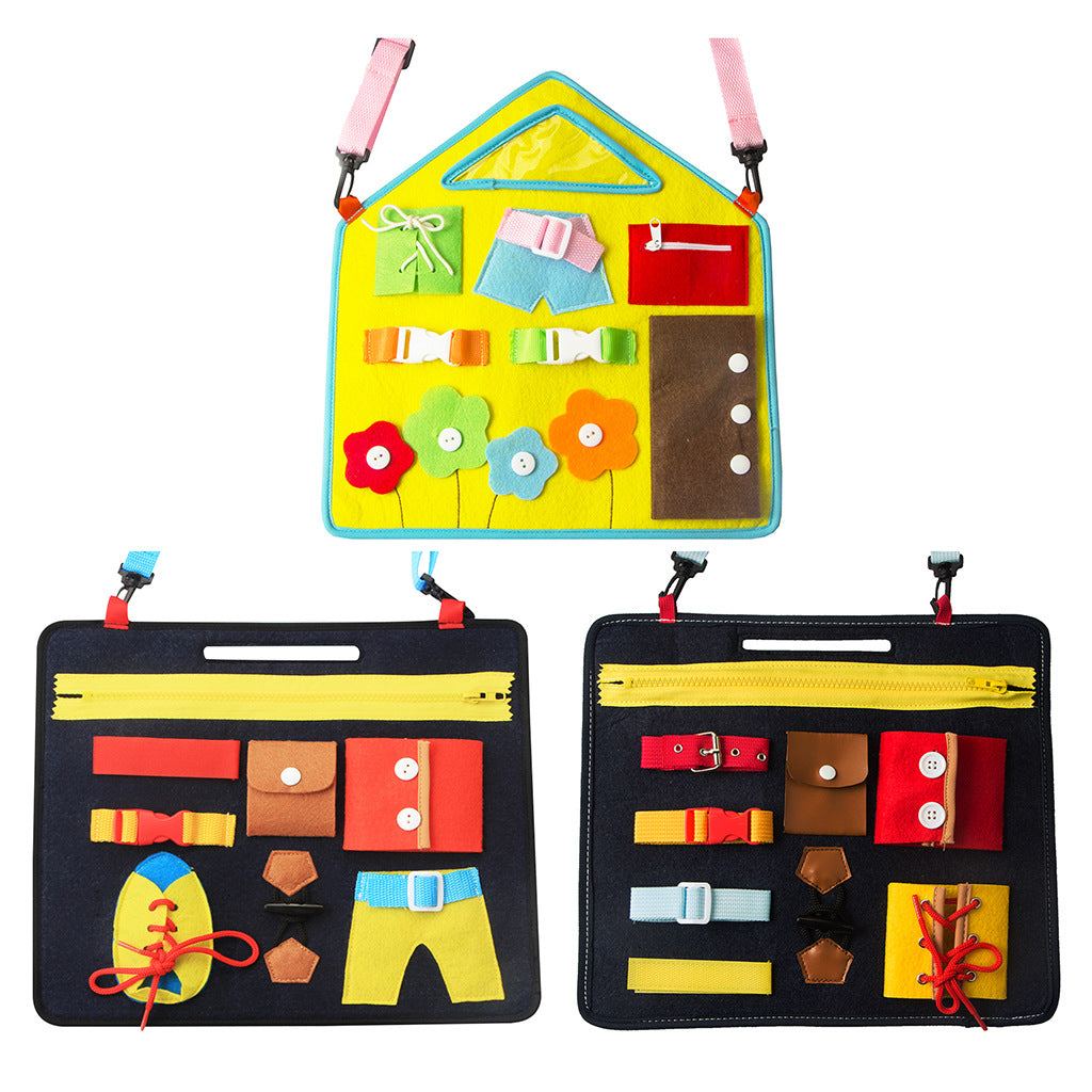 Bébé apprenant à s'habiller planche occupée feutre éducation précoce insérer des jouets de bouton