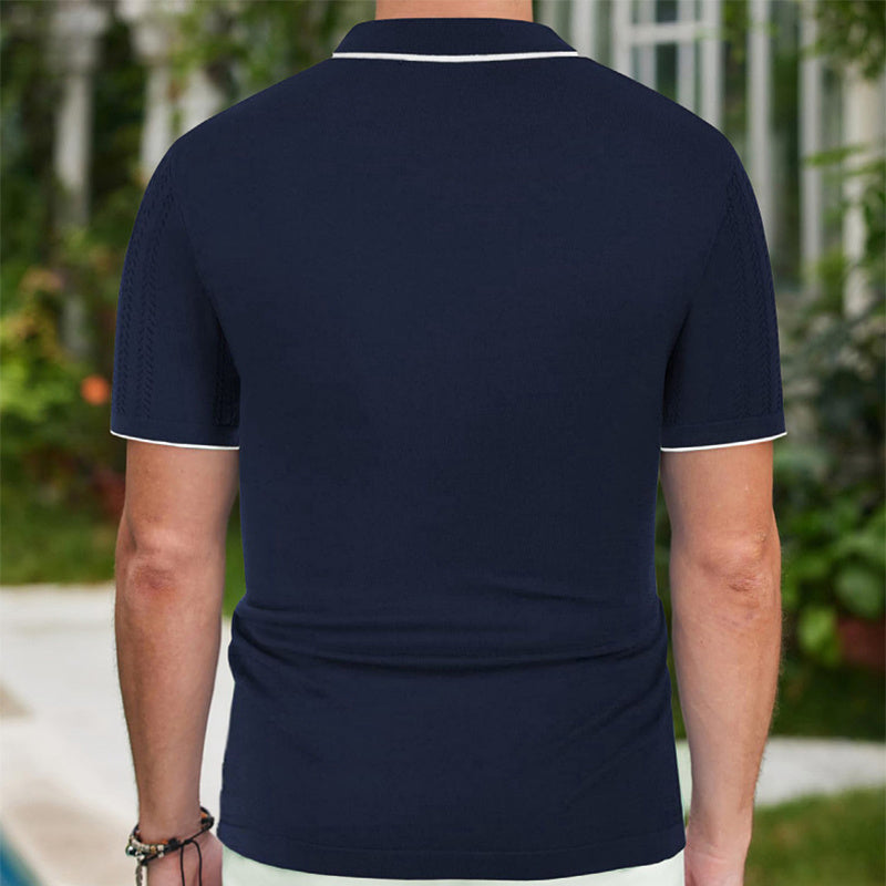 Polo d'été à manches courtes pour hommes, haut à revers avec boutons, vêtements d'affaires à la mode