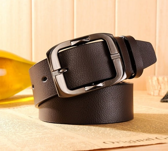 Men's New Brand High Quality Luxury Leather Pin Buckle Black Business Belt - Executive Excellence