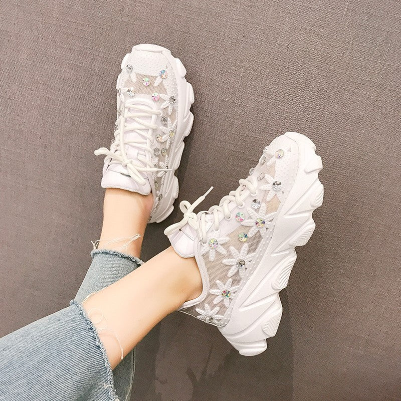 Women's Korean Mesh Thick-Sole Sports Shoes - Spring Summer 3-5cm