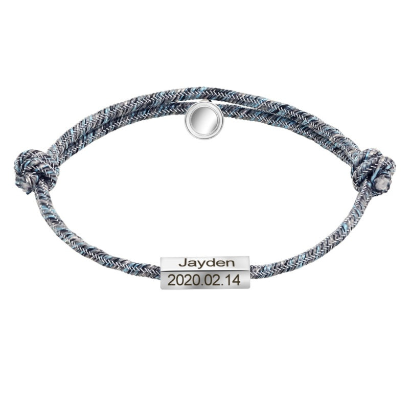 Custom Name Bracelet - Promise of Eternal Love - Magnet Attracting Each Other - Stainless Steel Pair