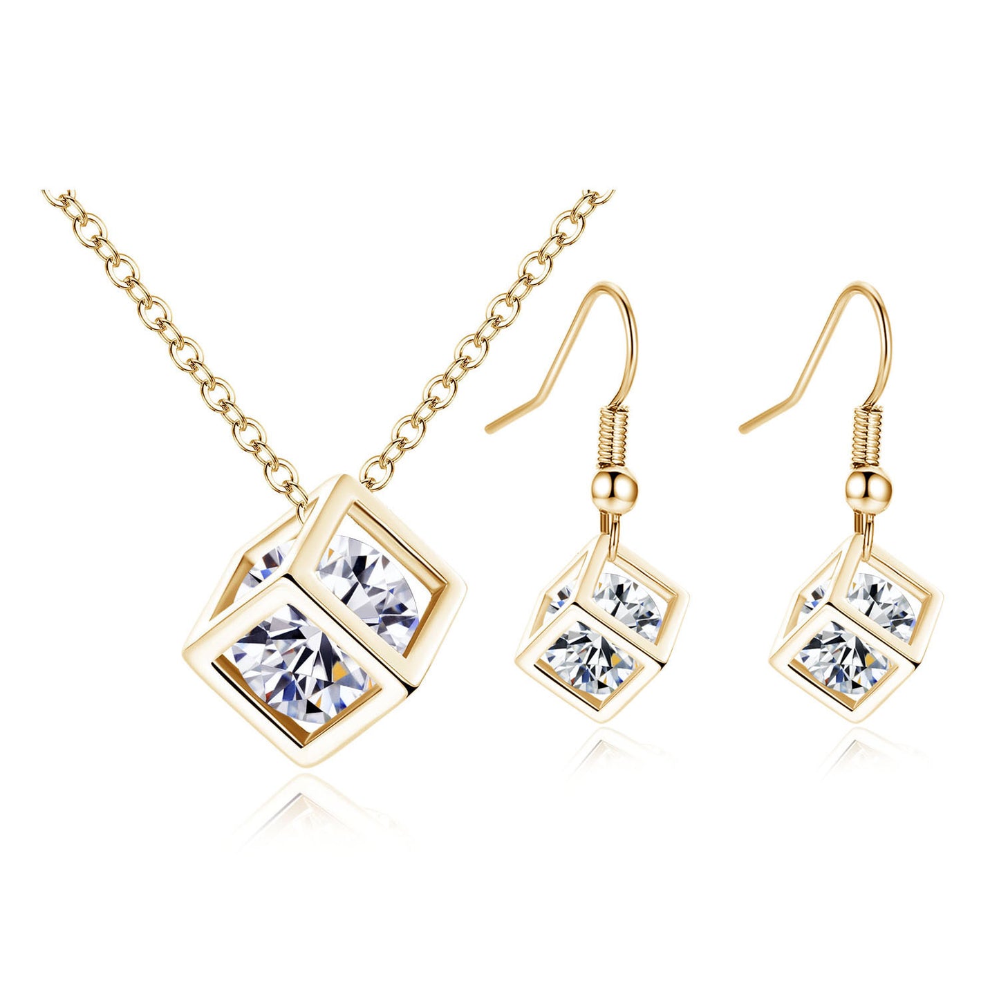 Water Cube Zircon Set - Elegant and Stylish