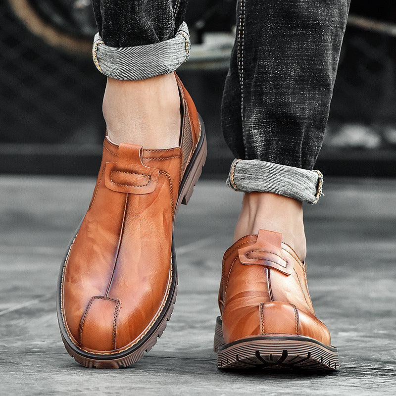 Casual läderskor män loafers