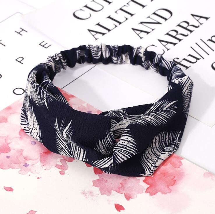 Kvinnor retrostil hårband blommigt tryck pannband Cross