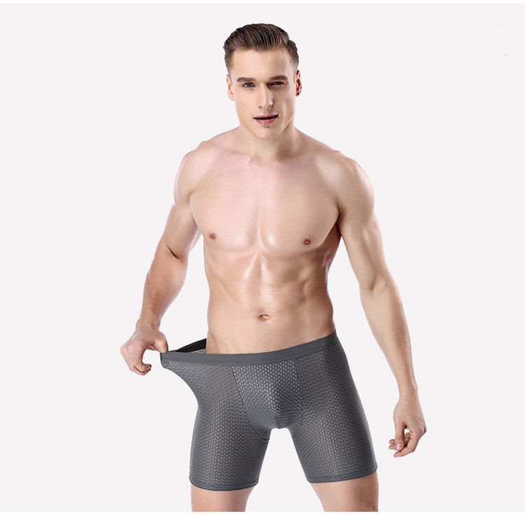 Herr sportunderkläder långa isnätögon sexiga andningsbara boxershorts löparkläder benlånga byxor
