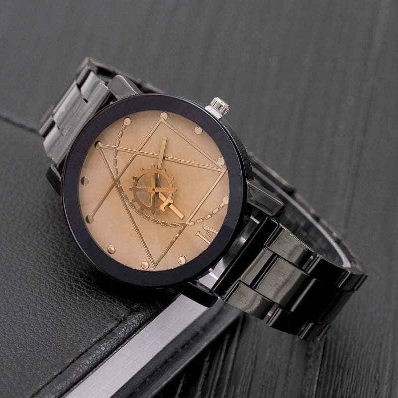 Montre en acier à plateau tournant avec boussole, équipement de mode, montres de Couple pour hommes et femmes