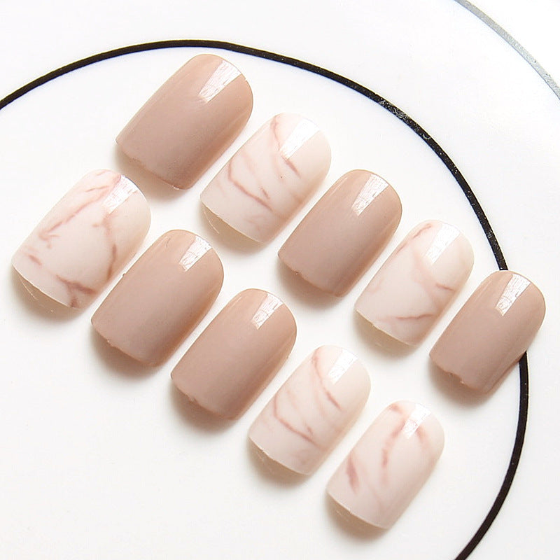 Light Khaki Smudge Press-On Nails - 24 Pieces | Glue Type Normal Specification