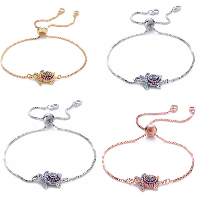 Sköldpaddor Armband Justerbart Glänsande Strass Glittrande Geometriskt Dam Flickor Havssköldpadda Armband Fina Smycken För Dejting