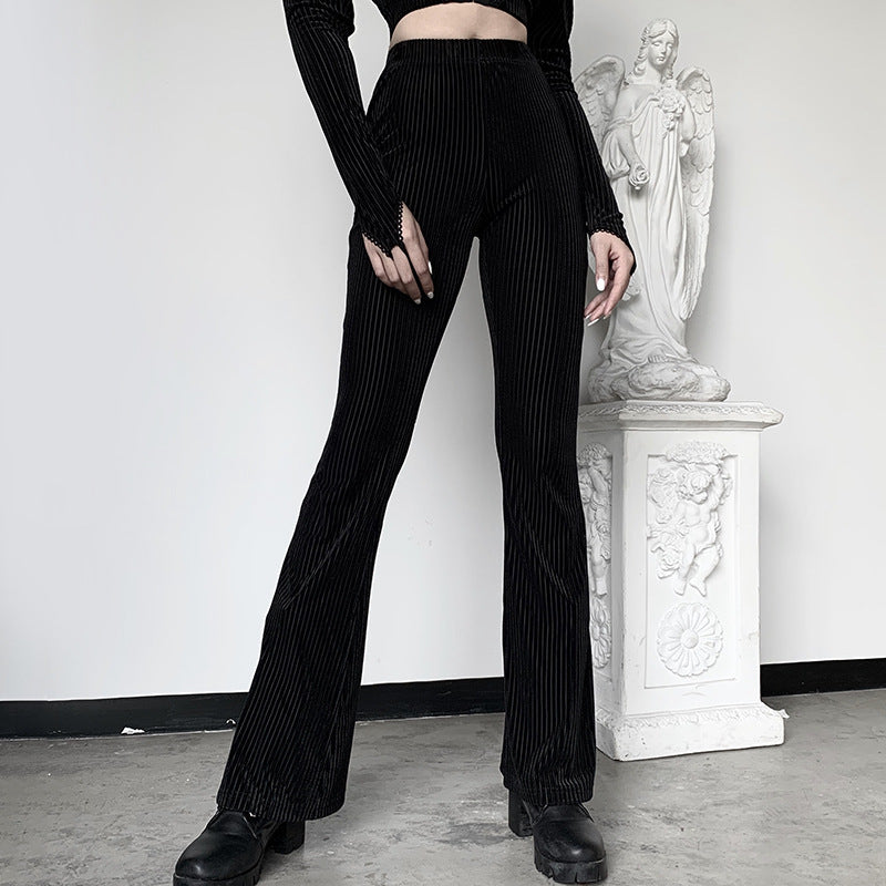 Suede pitted casual girl wide-leg pants
