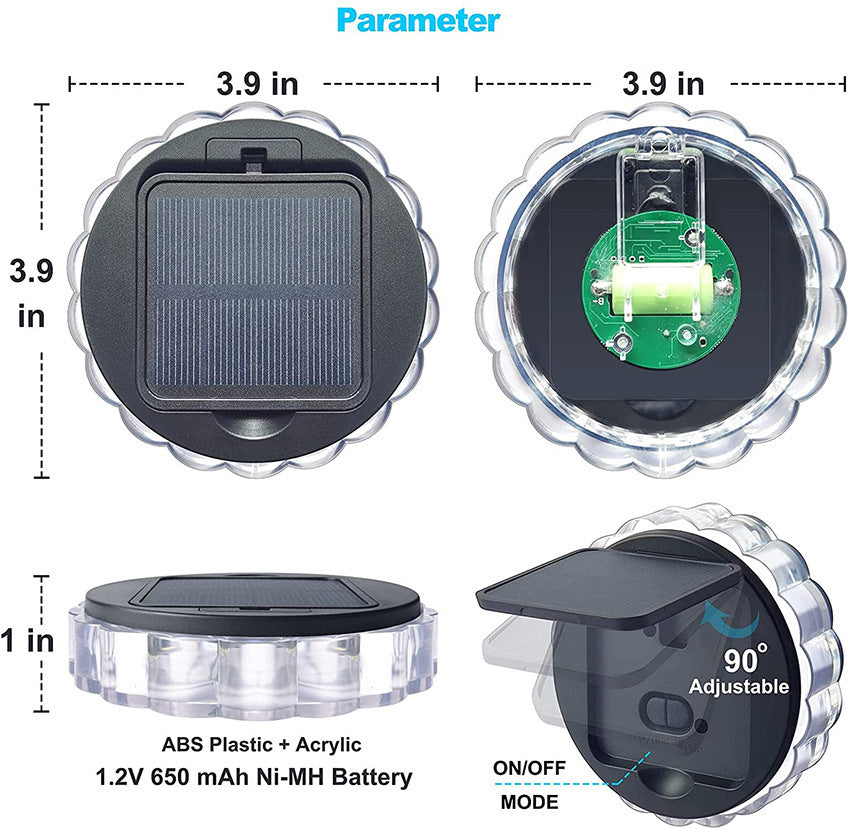 Éclairage de clôture de jardin applique murale solaire décor à la maison lampe solaire ronde Led