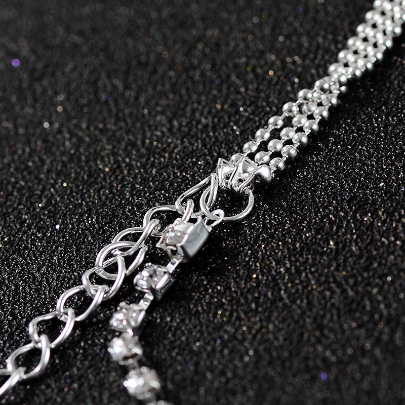HHYDE 1PC Flerlager Kristall Vristfot Kedja Sommararmband Charm Vristfot Strandfot Bröllop Smycken Present Enkelbandje