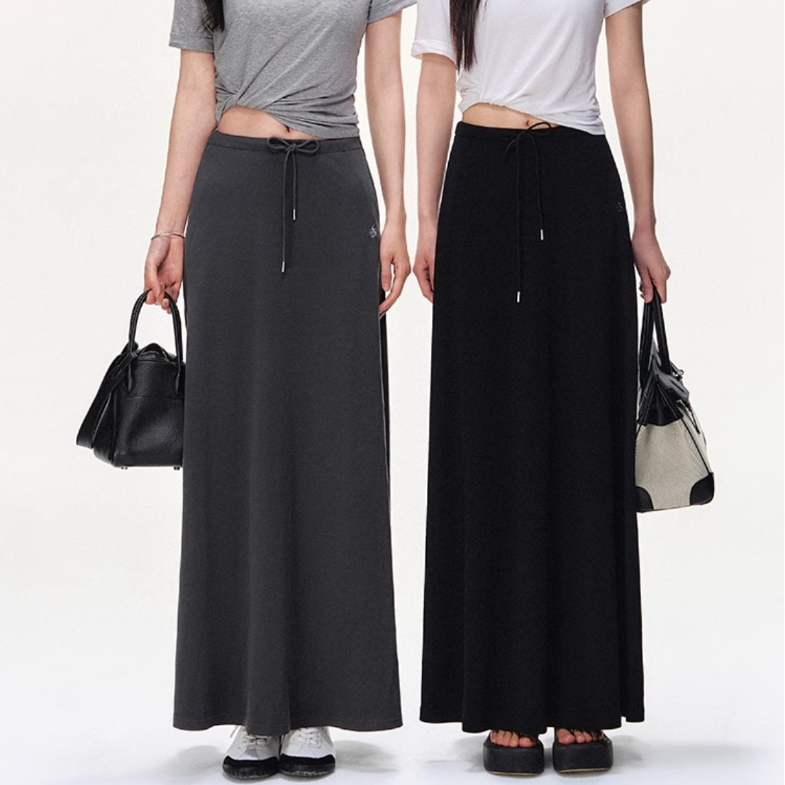 Professional A-Line Long Umbrella Drawstring Leisure Skirt - Women's Design (Customizable Fit, Elegant Trendy)