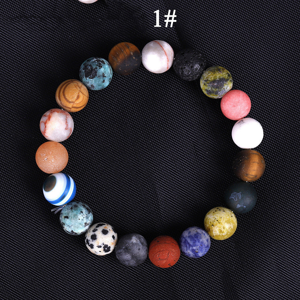 Solsystemet Åtta Sten Planet Armband Planeter Natursten Mala Pärla Strand Armband För Män Kvinnor Handgjort Universum Sol Chakra Armband Smycken