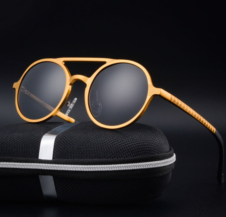 Lunettes de soleil polarisées Vintage pour hommes, monture ronde, à la mode, en aluminium et magnésium, pour la conduite, nouvelle collection