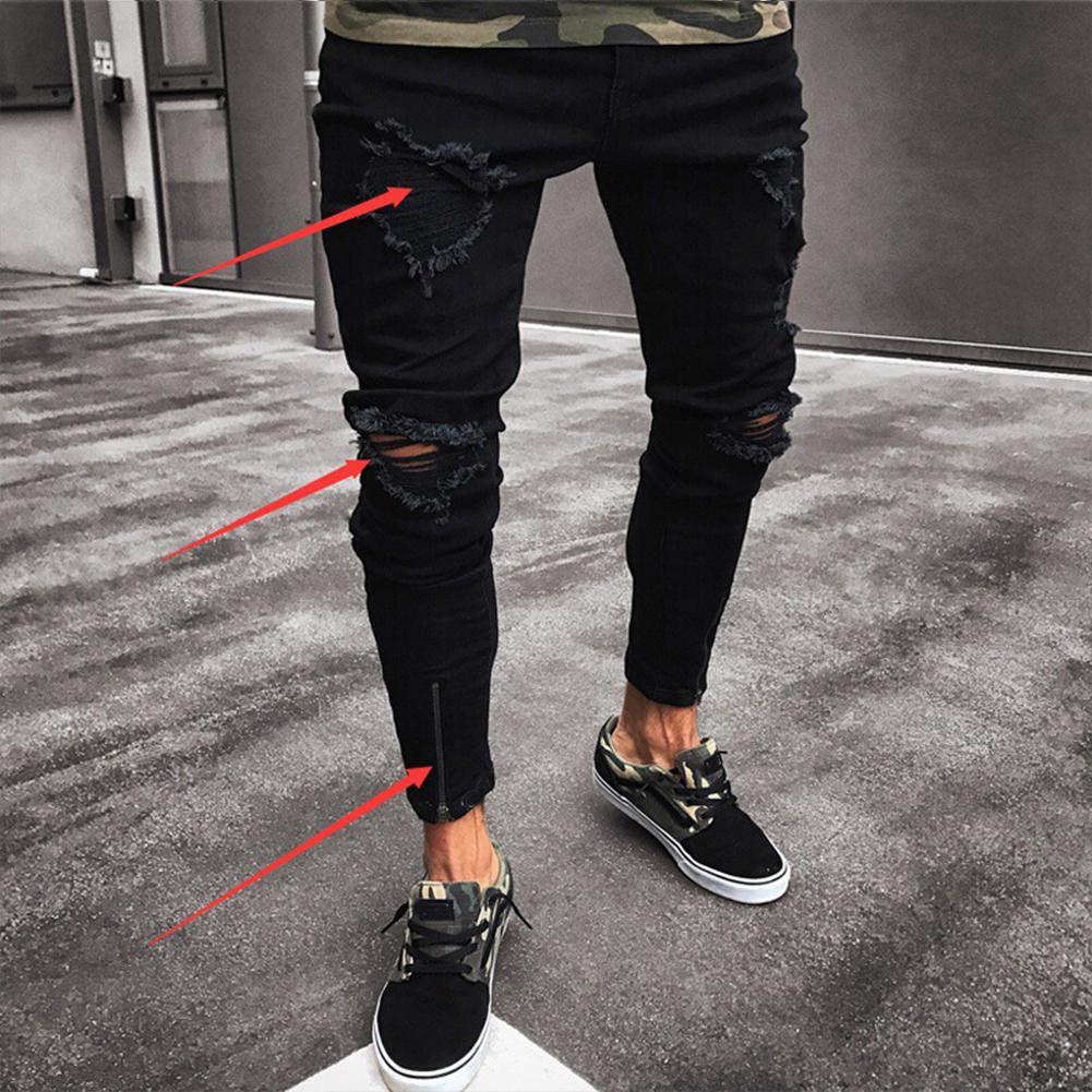 Byxor Jeans För Herr Byxor Lång Basic Trasiga Kläder